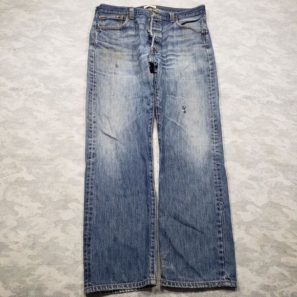 Vintage Levis 501 Jeans Mens 36x32 Blue Button Fly Straight Leg Medium‎ Wash... - Picture 1 of 11
